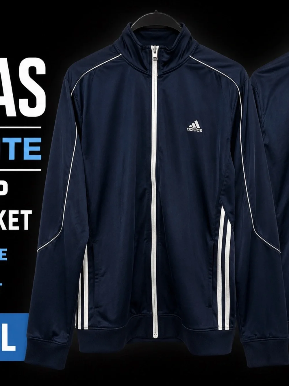 adidas Navy Track Jacket with White Piping